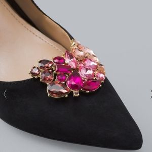 NWT White House Black Market Pink Ombre Crystal shoe jewelry clips